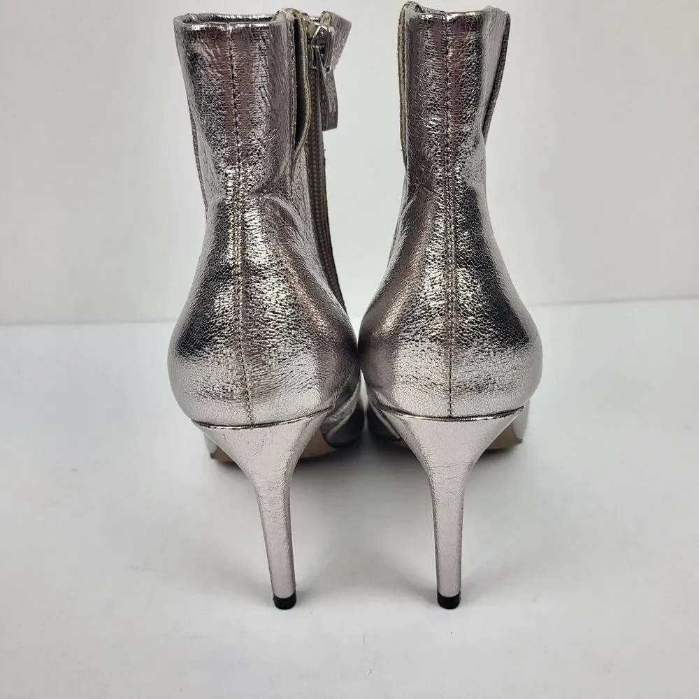Steven New York Lizziey Ankle Boots Size 7M Silver Pointed Toe